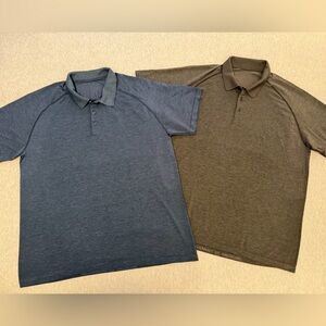 Lululemon Metal Vent Tech Polo Shirts Mens XXL Blue + Black